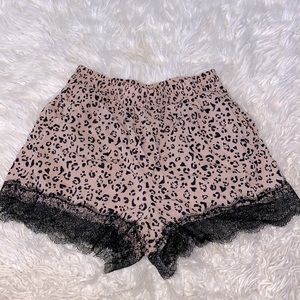 Cheetah print pajama shorts.